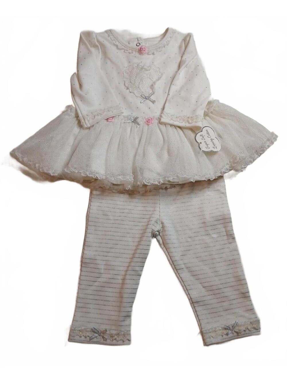 Baby Girl White Tulle Dress and Leggings Set Size 6m